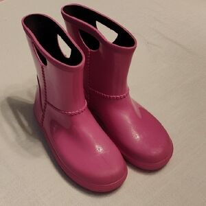 UGG Kids Pink Round-Tie Rain Boots - Size 12